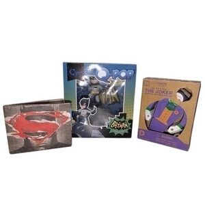 DC Comics Loot Crate Lot Batman Joker Q-Pop Figures Superman Mighty Wallet New
